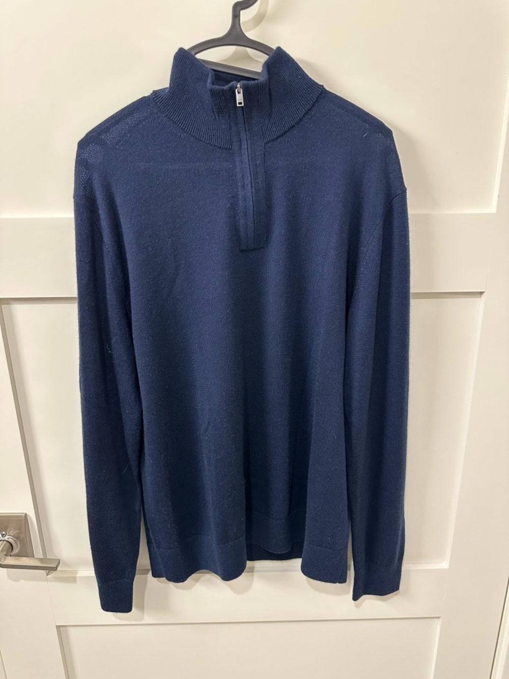 Banana Republic Men's Navy Zip-Up Merino Wool Sweater